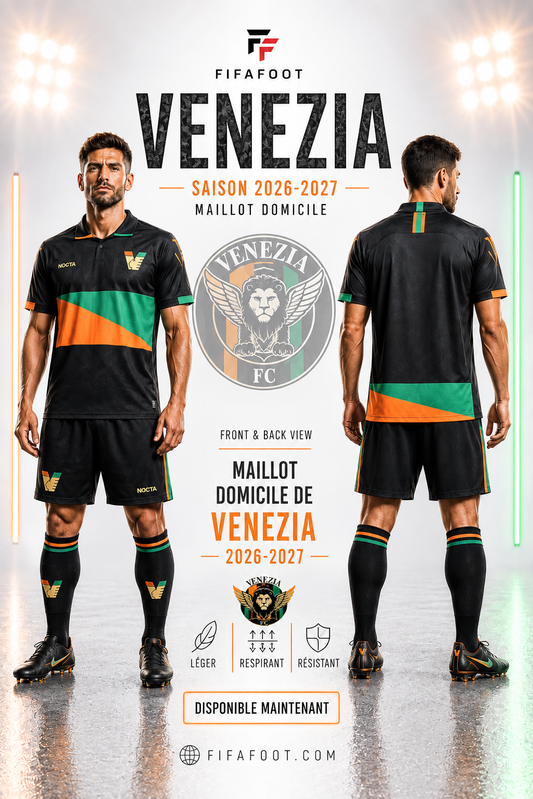 Maillot Venezia FC Domicile 2026-2027 – Noir, Vert & Orange