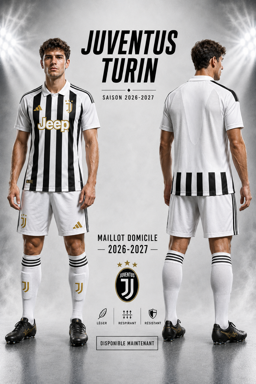 Maillot Domicile Juventus Turin 2026-2027 Noir Blanc & Or