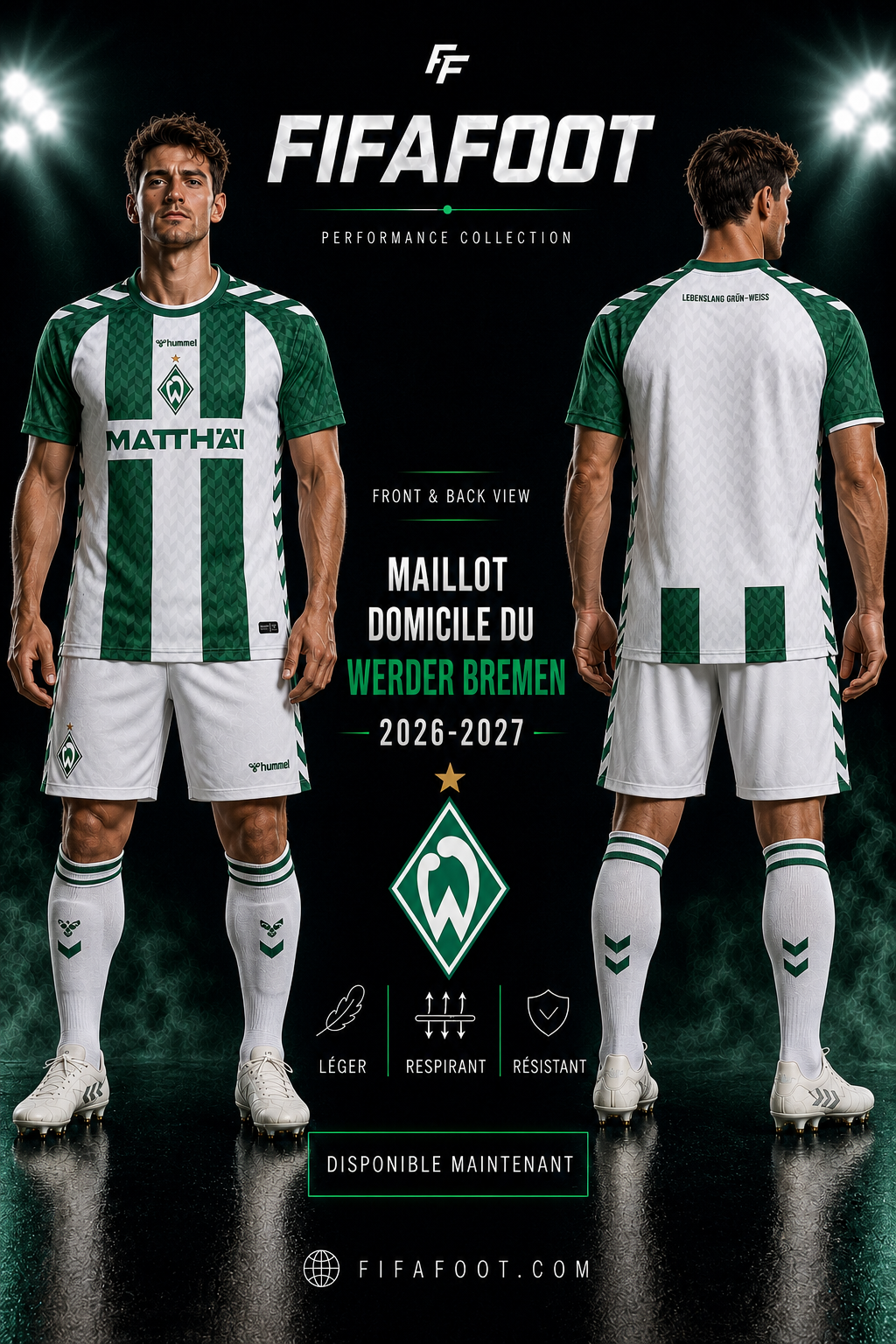 Maillot Werder Brême 2026-2027 Domicile Vert Blanc | Werder Bremen Jersey