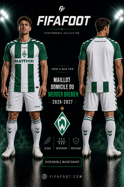 Maillot Werder Brême 2026-2027 Domicile Vert Blanc | Werder Bremen Jersey