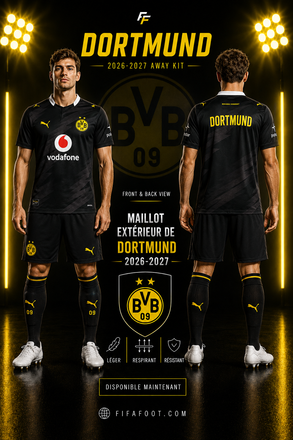Maillot Borussia Dortmund Extérieur 2026-2027 – Noir & Jaune