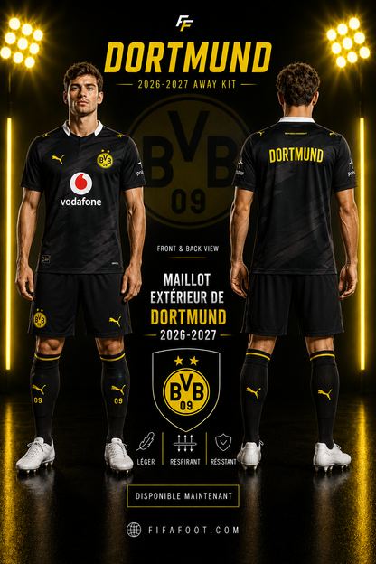 Maillot Borussia Dortmund Extérieur 2026-2027 – Noir & Jaune
