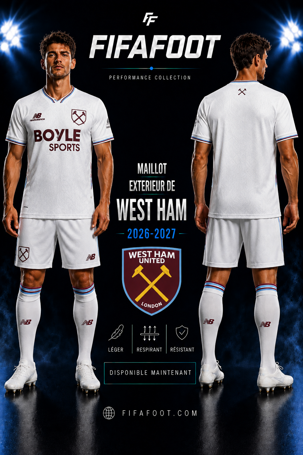 Maillot West Ham Extérieur 2026-2027 White Away Football Jersey Shirt