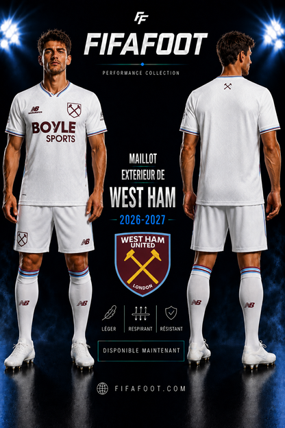 Maillot West Ham Extérieur 2026-2027 White Away Football Jersey Shirt