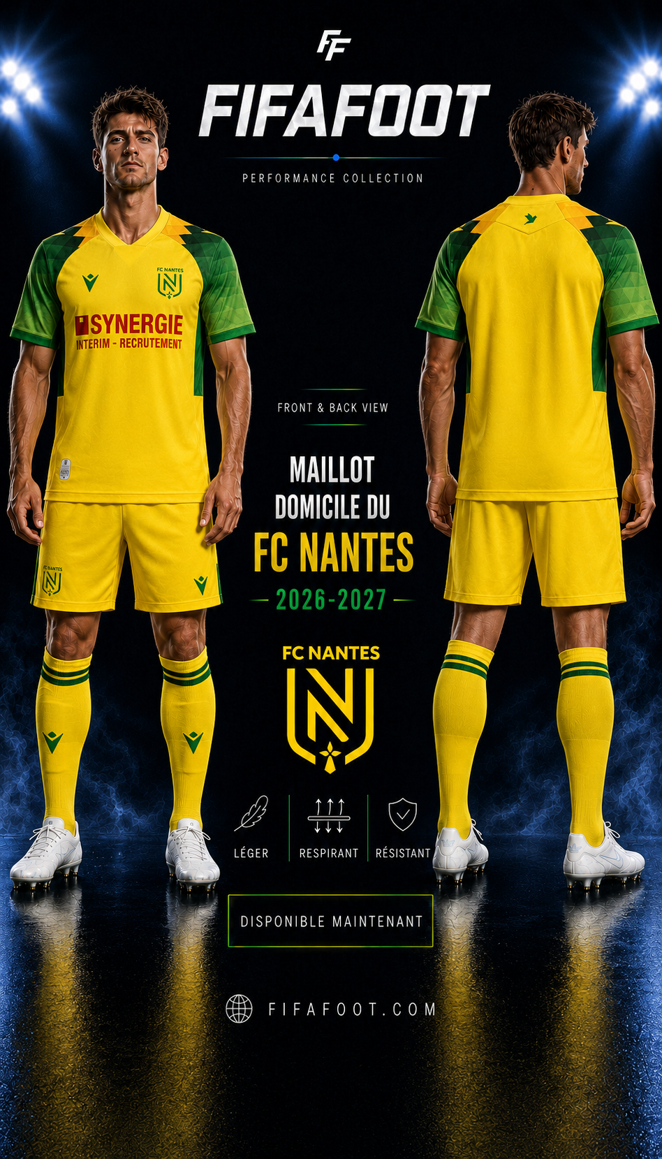 Maillot FC Nantes Domicile 2026-2027 Jaune Vert – Jersey Football FCN