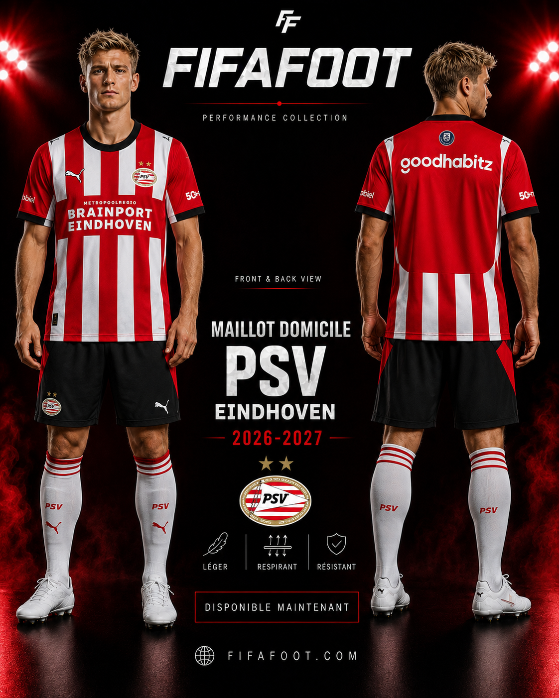 Maillot PSV Eindhoven Domicile 2026-2027 – Rouge et Blanc