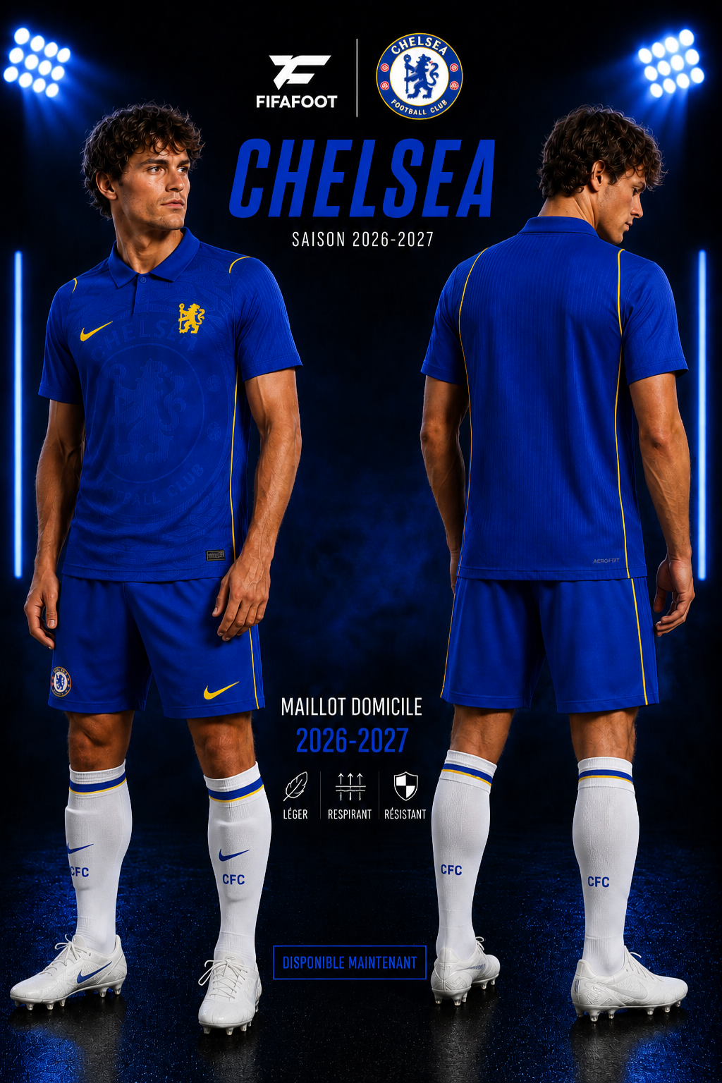 Maillot Chelsea Domicile 2026-2027 – Bleu & Jaun