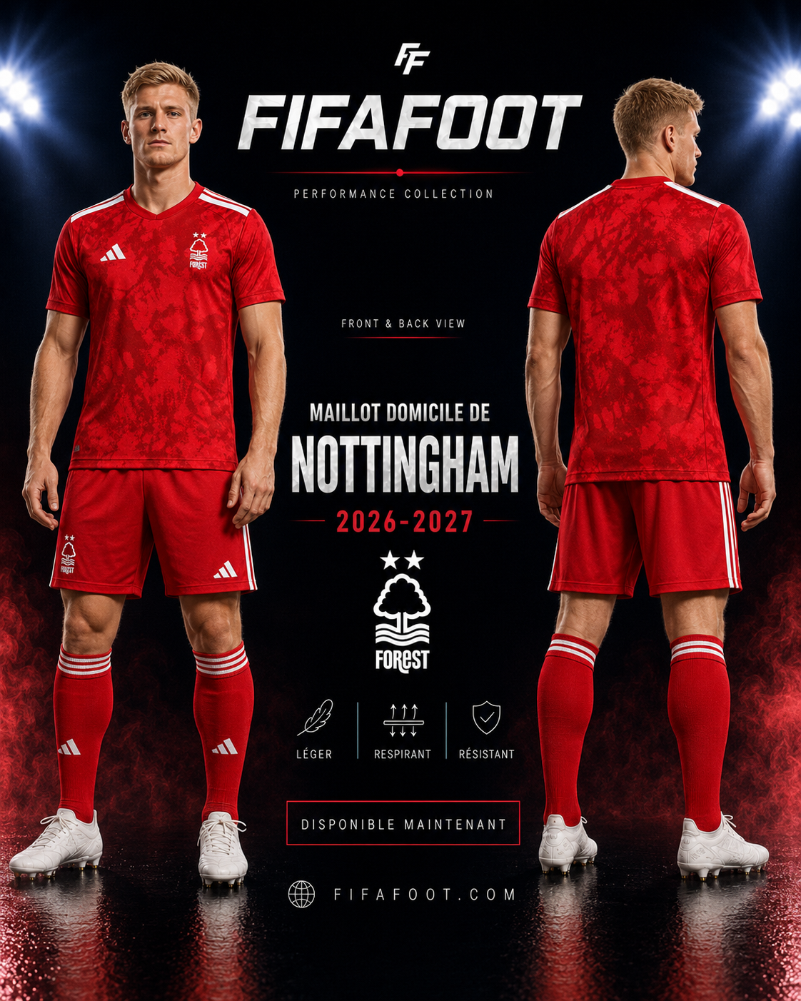 Maillot Nottingham Forest Domicile 2026-2027 – Rouge & Blanc