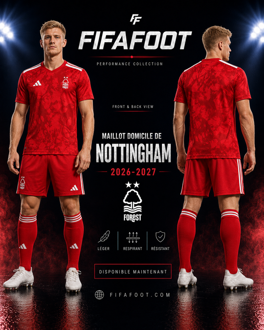 Maillot Nottingham Forest Domicile 2026-2027 – Rouge & Blanc