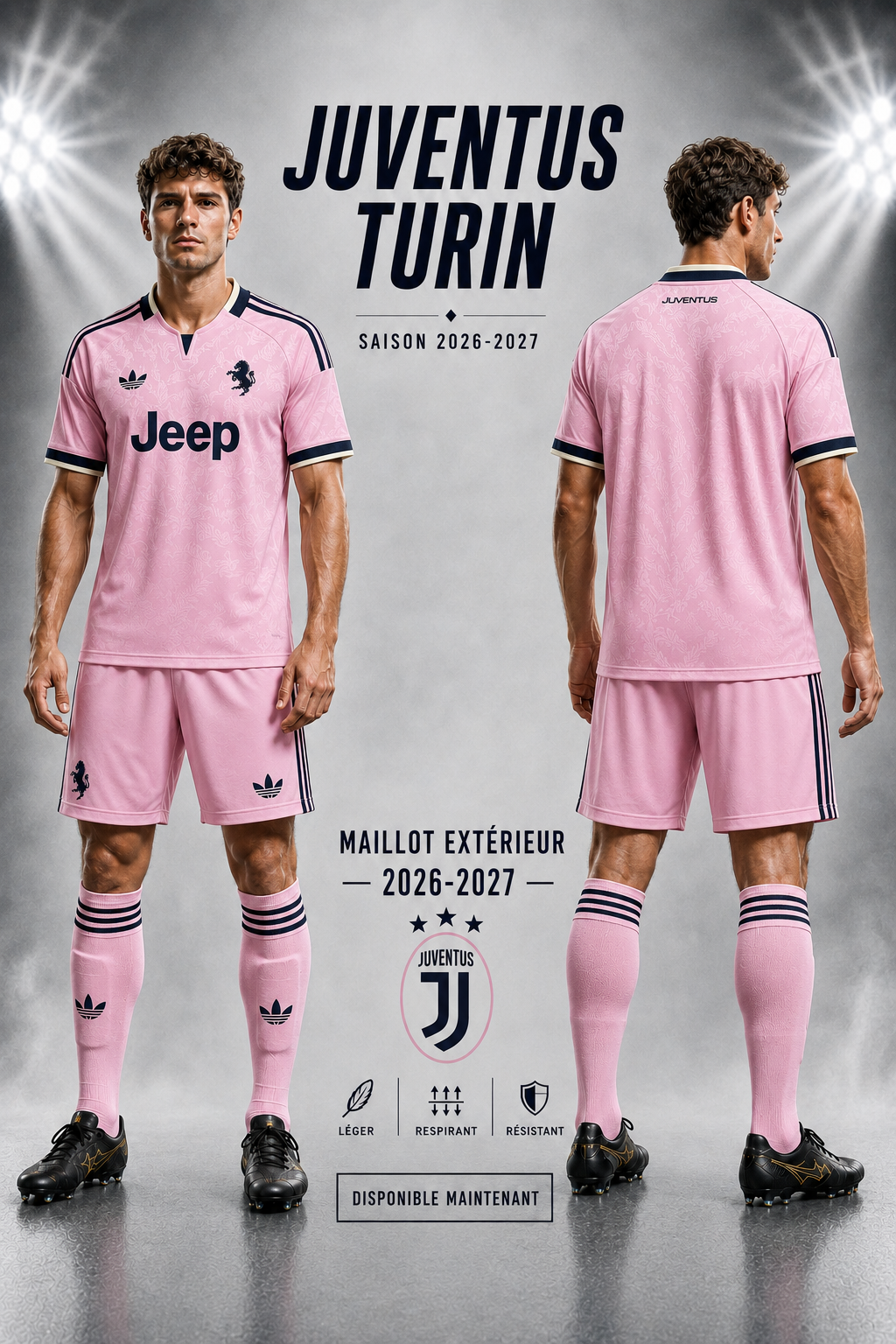Maillot Extérieur Juventus Turin 2026-2027 Rose & Bleu Marine