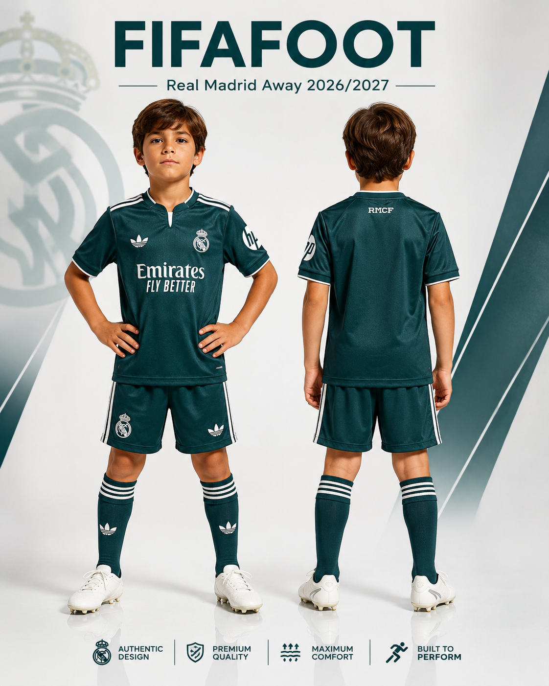 Maillot Real Madrid Extérieur 2026-2027 Vert | Jersey Away Adidas Football