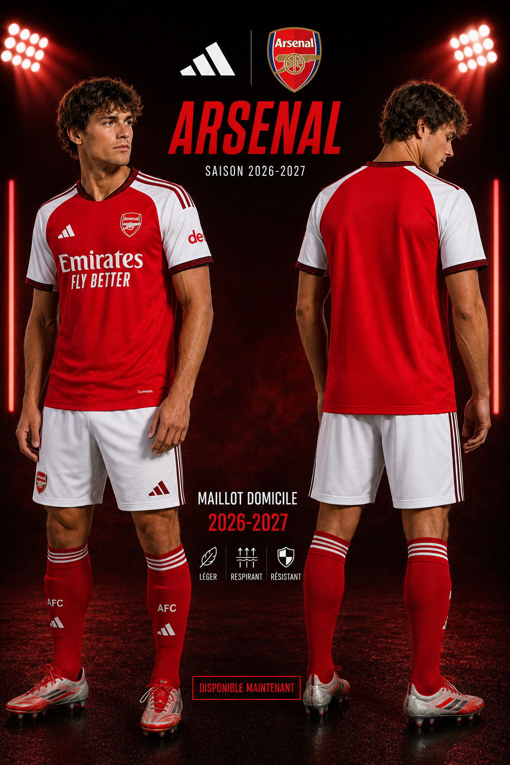 Maillot Arsenal Domicile 2026-2027  Officiel | FIFAFOOT