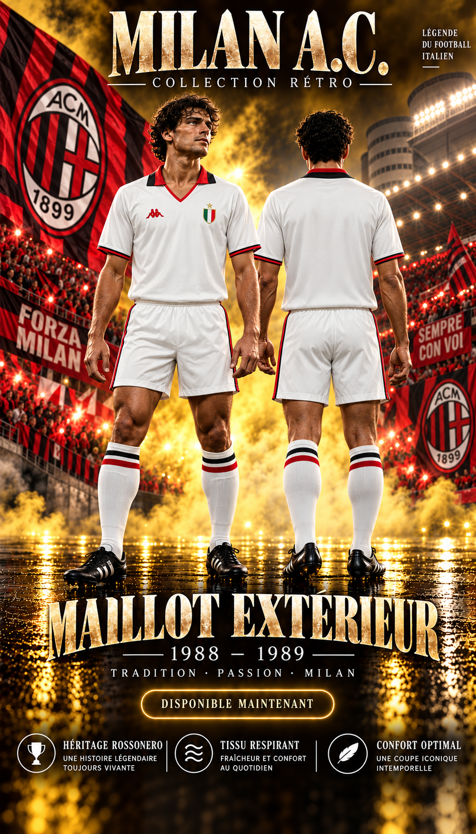Milan AC extérieur 1988-1989 – Affiche rétro
