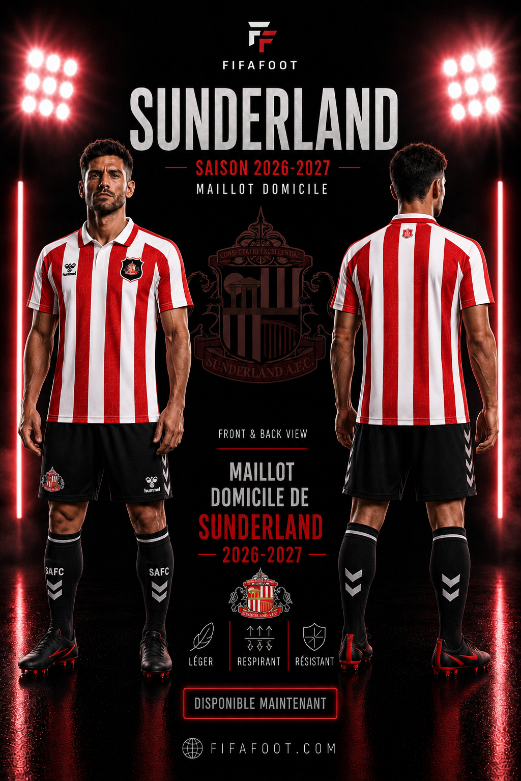 Maillot Sunderland Domicile 2026-2027 – Rouge & Blanc