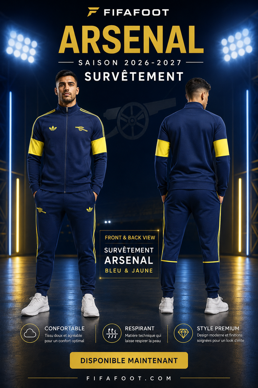 Survêtement Arsenal Bleu & Jaune 2026-2027 – Ensemble Football Homme