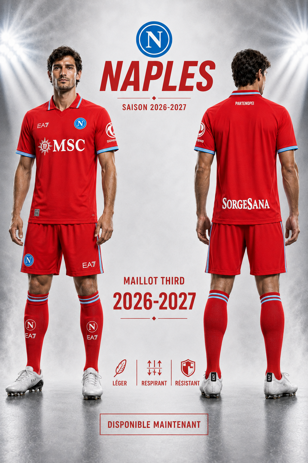 Maillot Third Naples 2026-2027 Rouge & Bleu – SSC Napoli