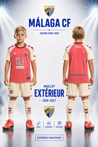 Maillot Málaga CF Extérieur 2026-2027 – Rose et Blanc