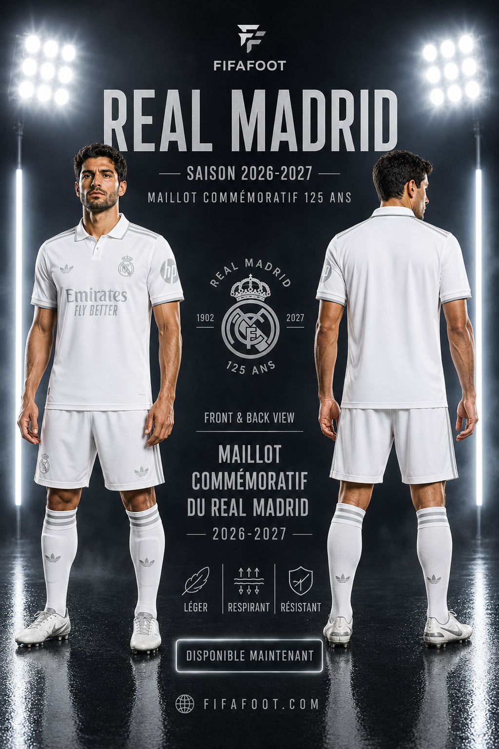 Maillot Commémoratif Real Madrid 125 Ans 2026-2027 – Blanc & Argent