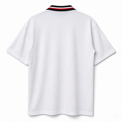 Maillot Manchester United Extérieur 1998-1999 rétro Umbro, blanc, vue de dos