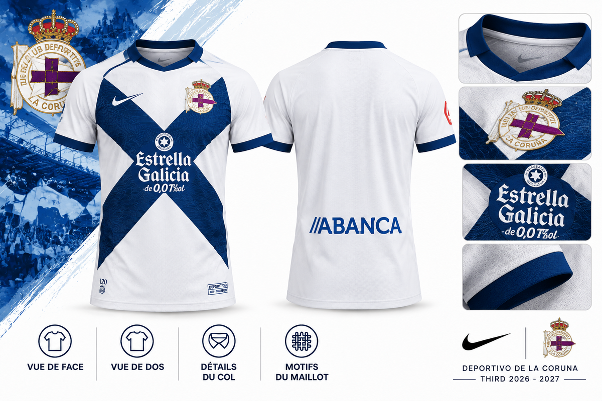 Maillot Third Deportivo de La Coruña 2026-2027 – détails produit