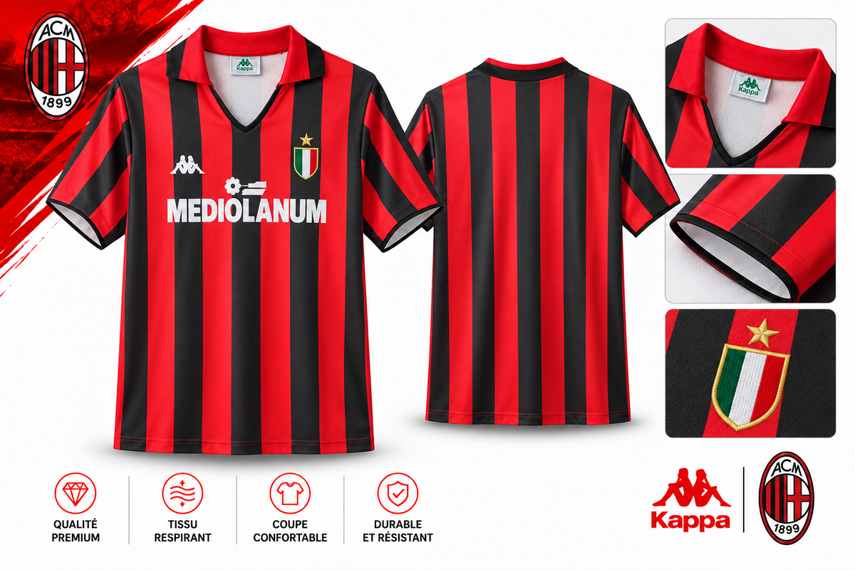 Maillot Milan AC domicile 1988-1989 – Affiche rétro