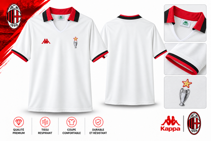 Maillot Milan AC extérieur 1989-1990 – détails du col et des manches
