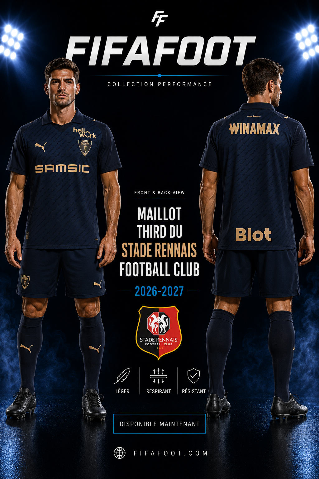 Maillot Stade Rennais Third 2026-2027 Bleu Marine Or – Jersey Football SRFC