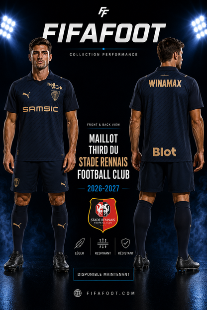 Maillot Stade Rennais Third 2026-2027 Bleu Marine Or – Jersey Football SRFC