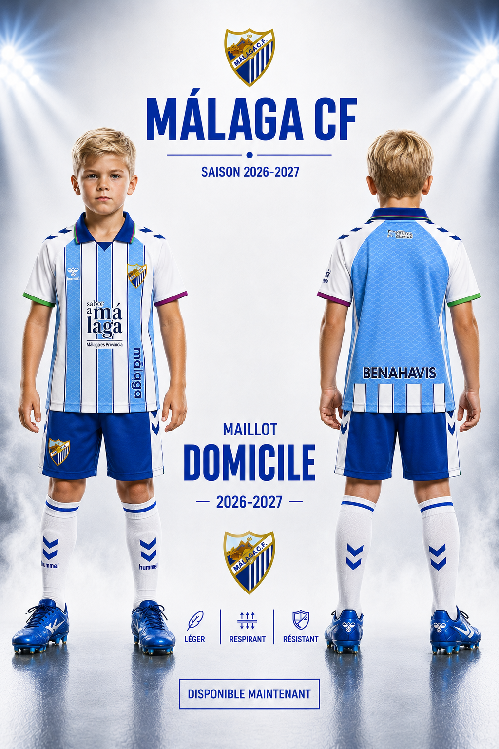 Maillot Málaga CF Domicile 2026-2027 – Bleu Ciel et Blanc