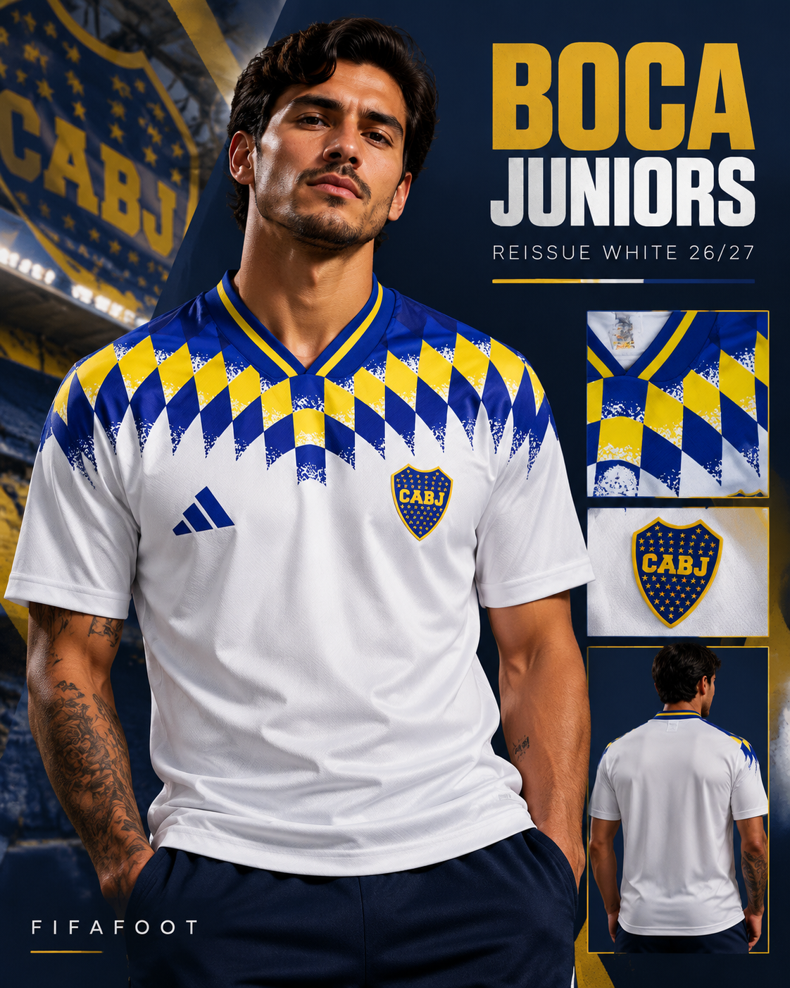 Boca Juniors 26/27 Reissue White – affiche premium FIFAFOOT