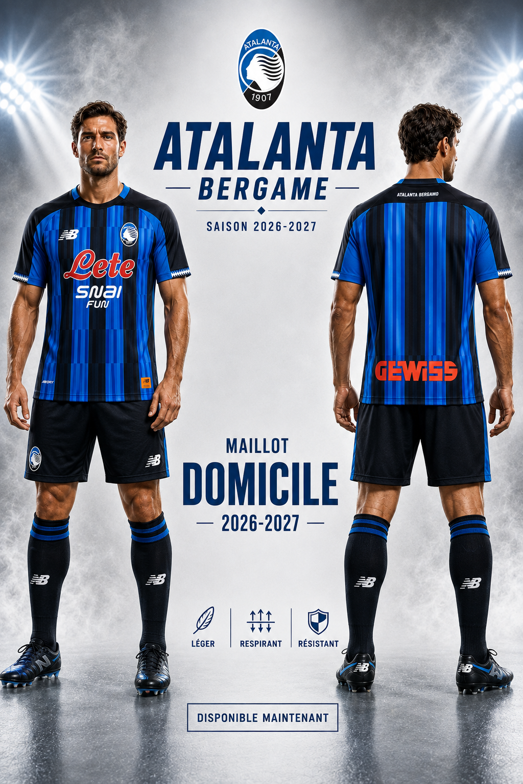 Maillot Domicile Atalanta Bergame 2026-2027 Bleu & Noir