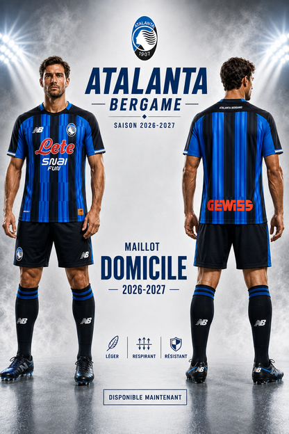 Maillot Domicile Atalanta Bergame 2026-2027 Bleu & Noir