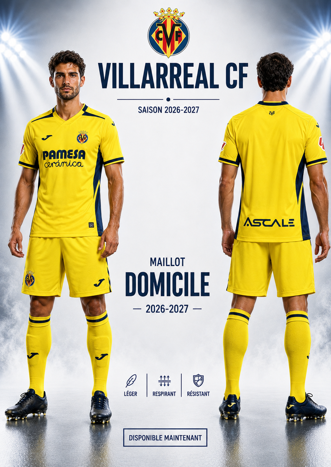 Maillot Villarreal CF Domicile 2026-2027 – Jaune et Bleu Marine