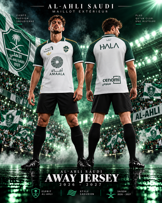 Al-Ahli Saudi maillot extérieur blanc vert 2026/27 affiche