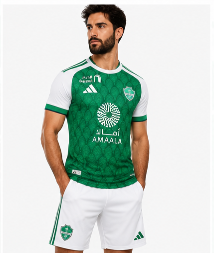 Al-Ahli Saudi maillot domicile 2026/2027 vert blanc – mannequin