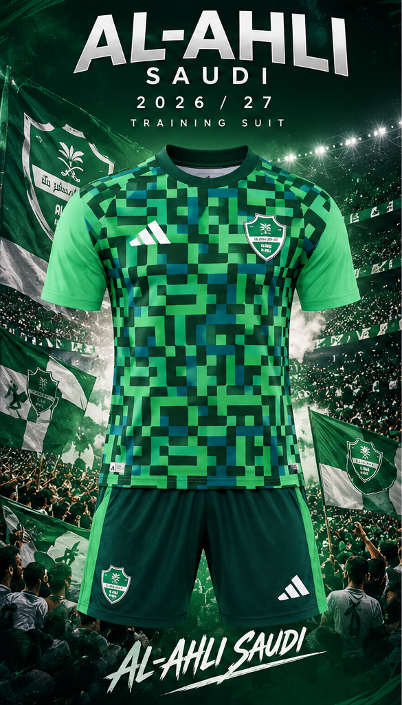 Al Ahli Saudi maillot entraînement vert 2026 2027 affiche — maillot vendu seul