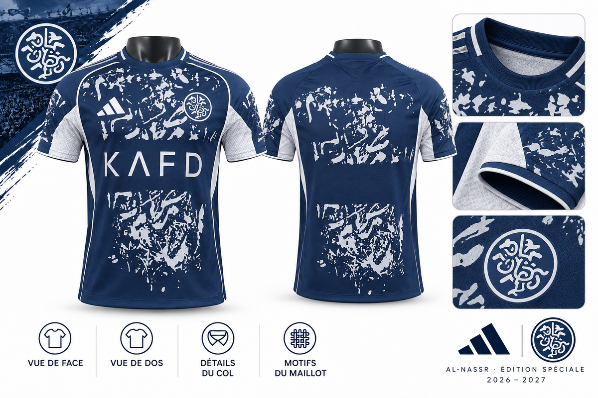 Maillot Al-Nassr 2026–2027 édition spéciale bleu marine — details