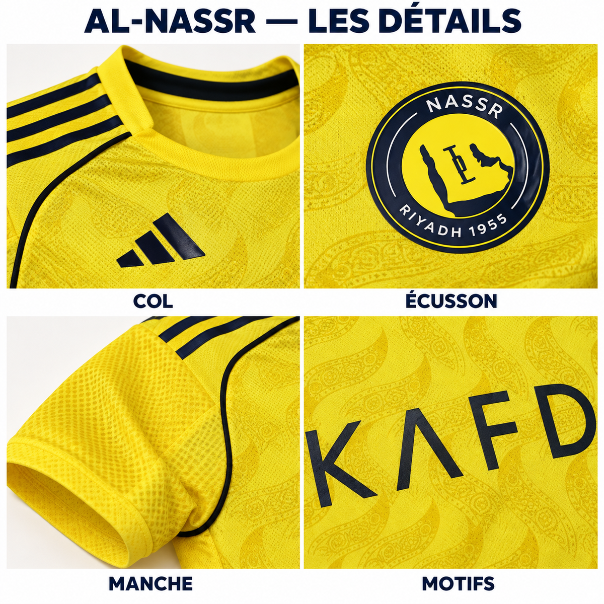 Maillot Al-Nassr domicile 2025–2026 — gros-plans