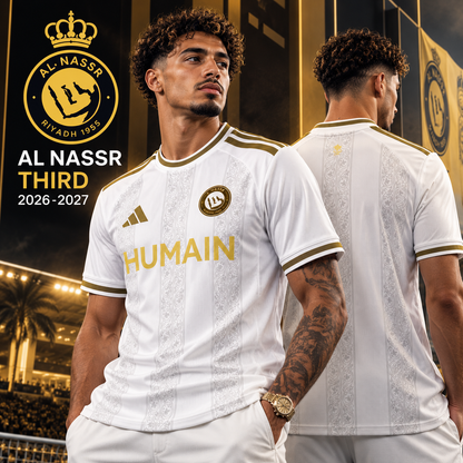 Al-Nassr Third 2026-2027 affiche premium nouveau mannequin face et dos
