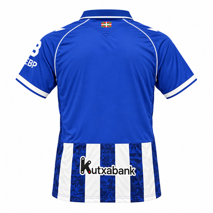 Maillot Alavés domicile 2026-2027 dos bleu drapeau basque et sponsor Kutxabank