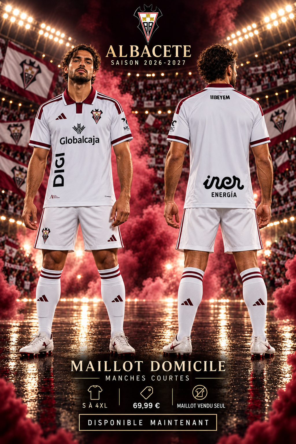 Affiche Albacete domicile 2026-2027 mannequin face et dos