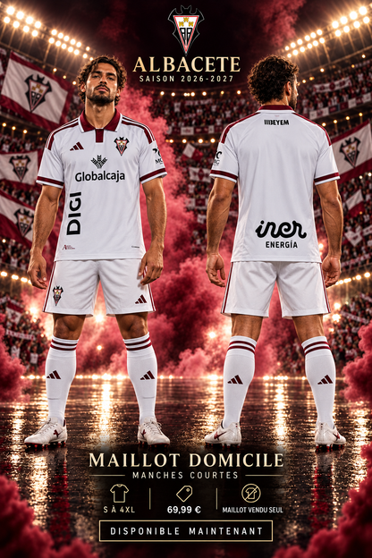 Affiche Albacete domicile 2026-2027 mannequin face et dos