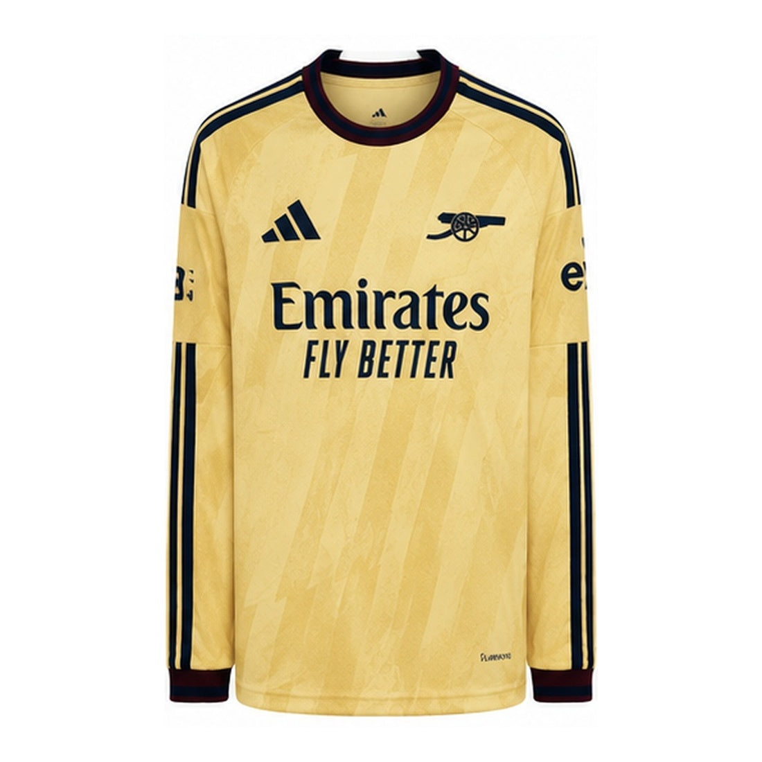 Maillot Arsenal Third 2026-2027 manches longues doré vue de face sur fond blanc