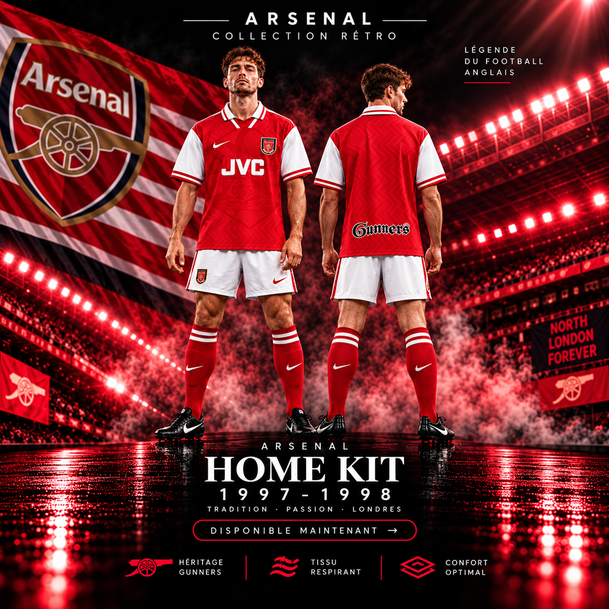 Arsenal domicile 1997-1998 — affiche carrée