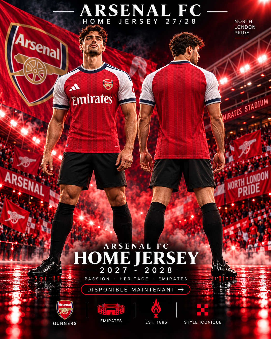 Affiche premium Arsenal FC Player Home Jersey 2027/2028