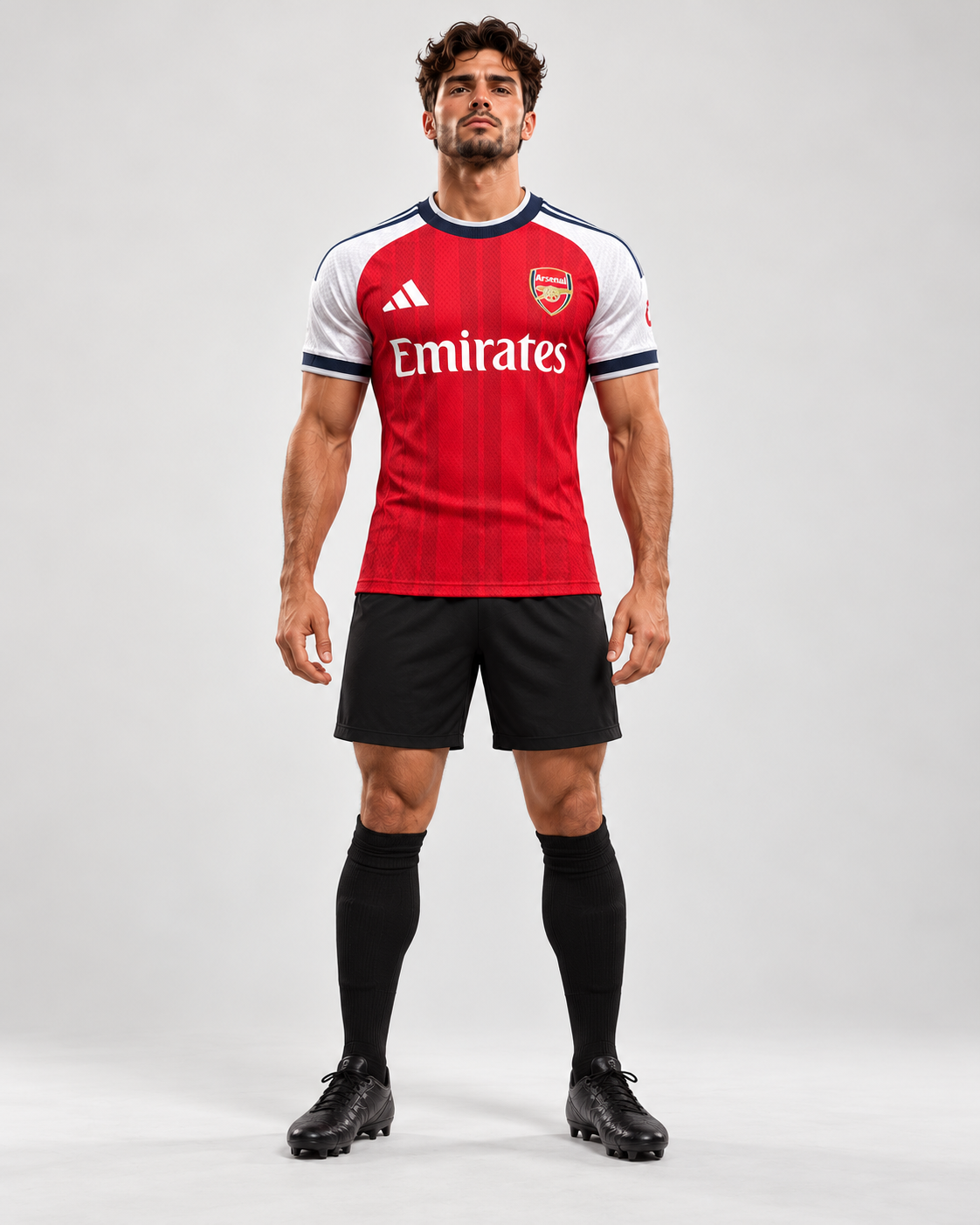 Arsenal maillot domicile 27 28 porté par un mannequin masculin