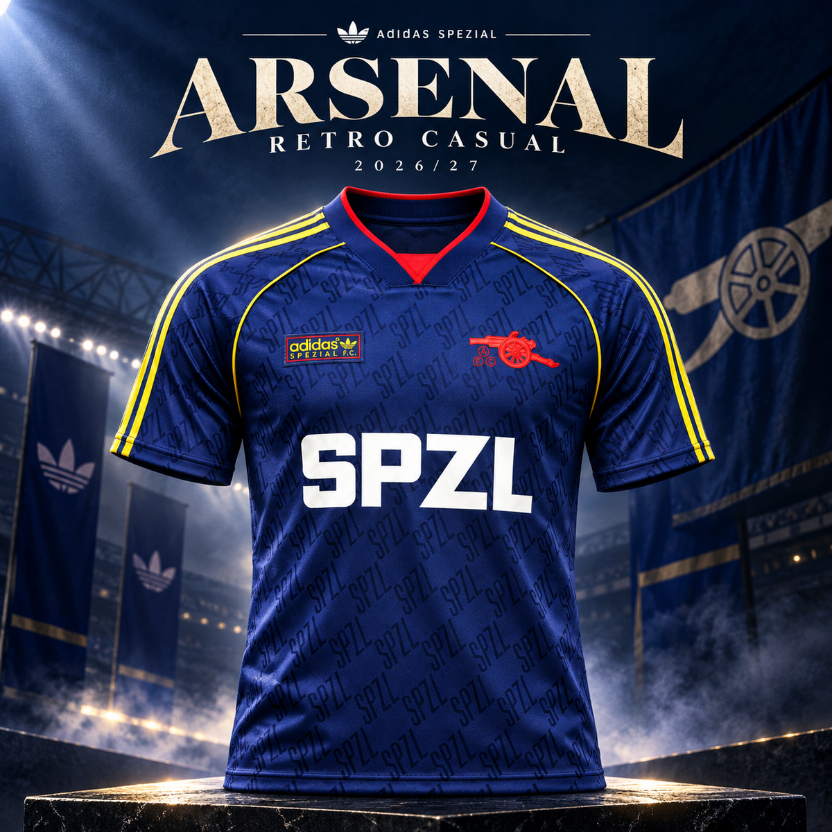 Arsenal Retro Casual Navy Blue 2026/27 – affiche