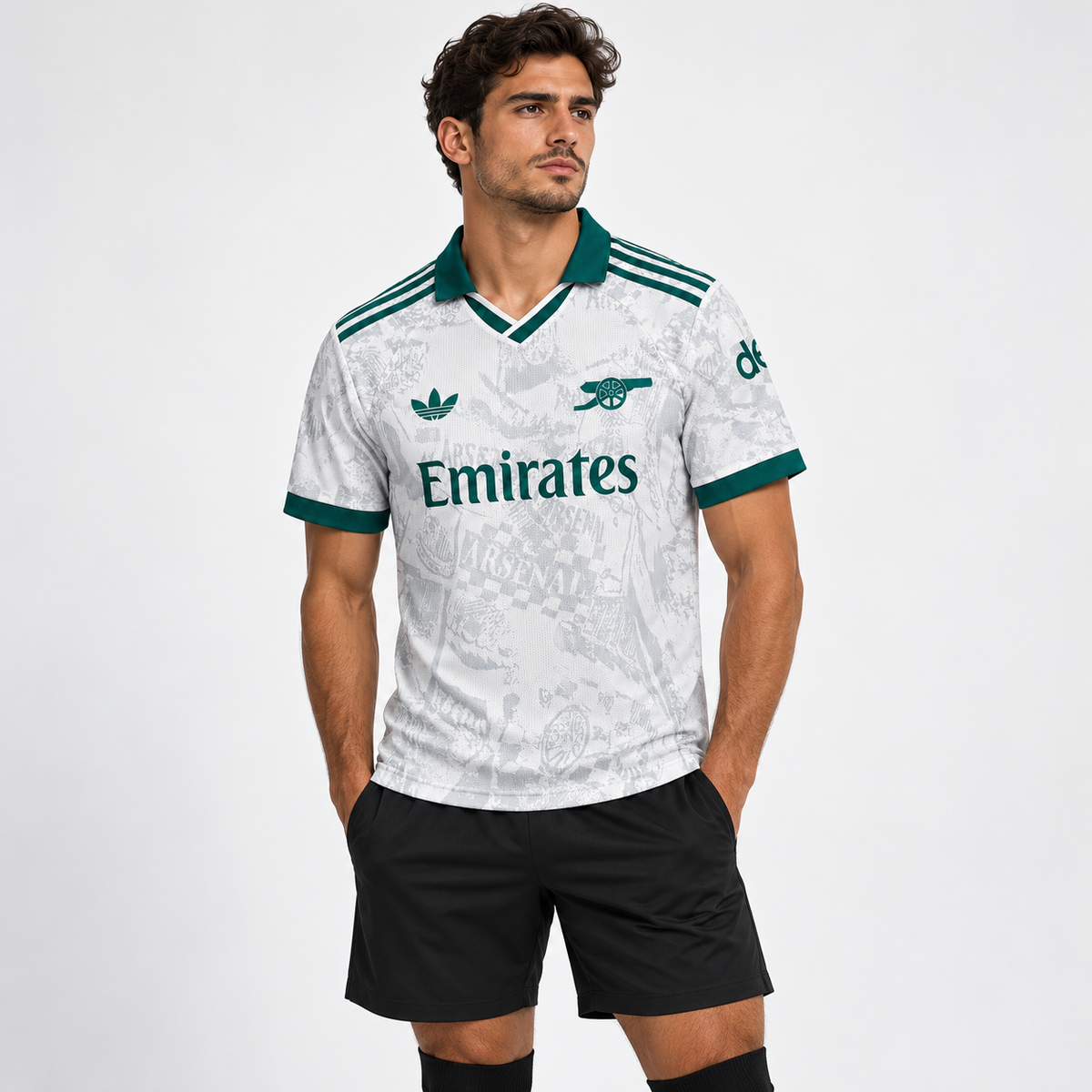 Maillot Arsenal Special Edition 2027/28 porté par mannequin masculin