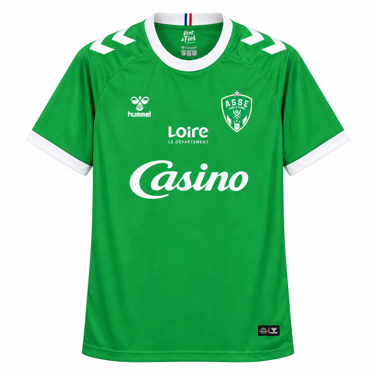 AS Saint-Étienne domicile 2026-2027, face verte sur fond blanc
