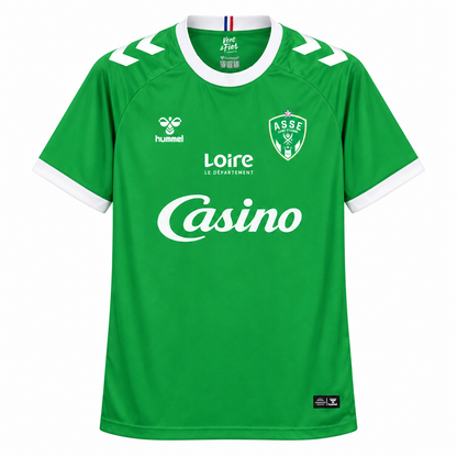 AS Saint-Étienne domicile 2026-2027, face verte sur fond blanc